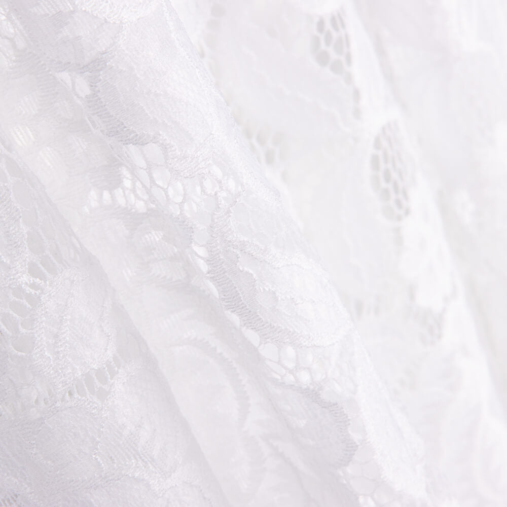 Renda com elástano Flores Branca - Ribes y Casals