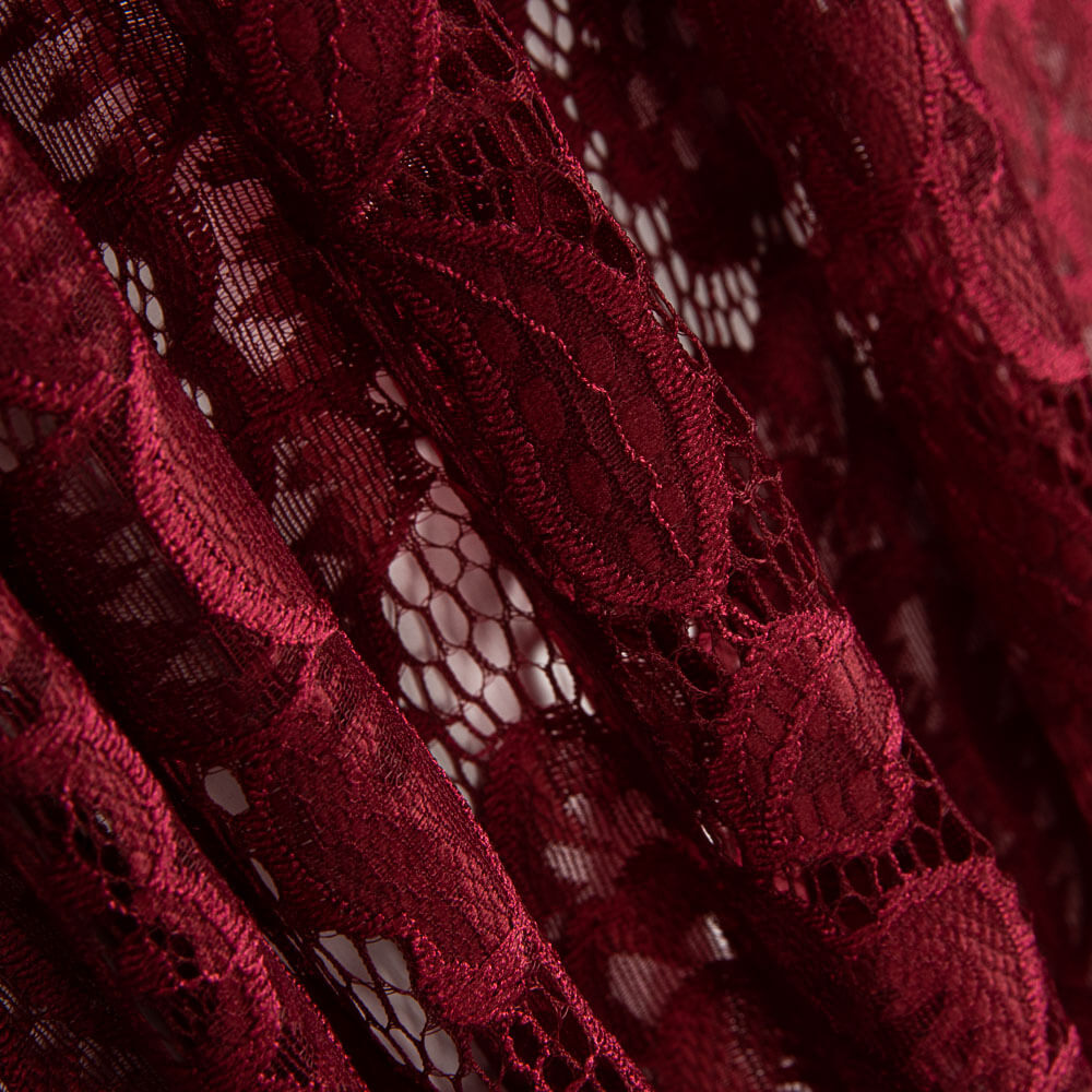 Renda com elástano Flores Cereja - Ribes y Casals