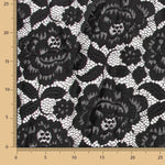 Renda com elástano Flores Preta - Ribes y Casals