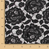 Renda com elástano Flores Preta - Ribes y Casals