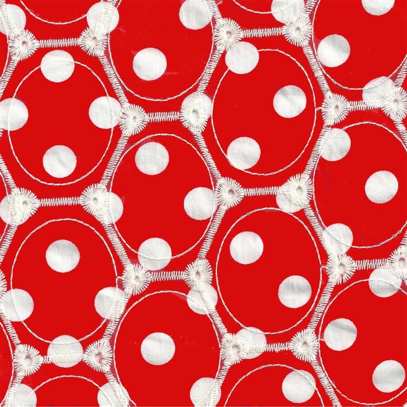 Bordado Bolas Fundo Vermelho - Ribes y Casals