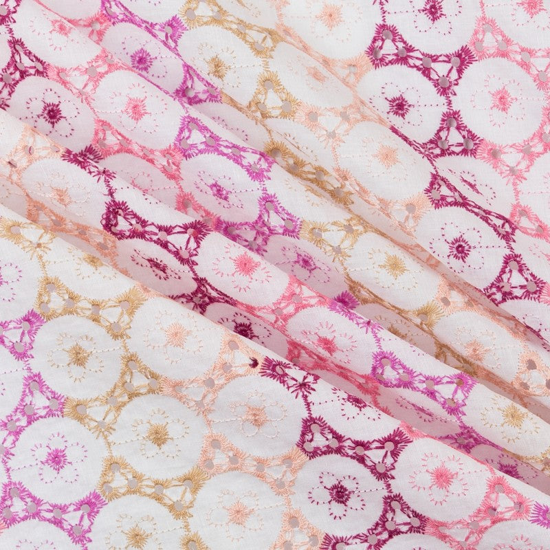 Bordado Suizo Flores Fucsias - Ribes y Casals