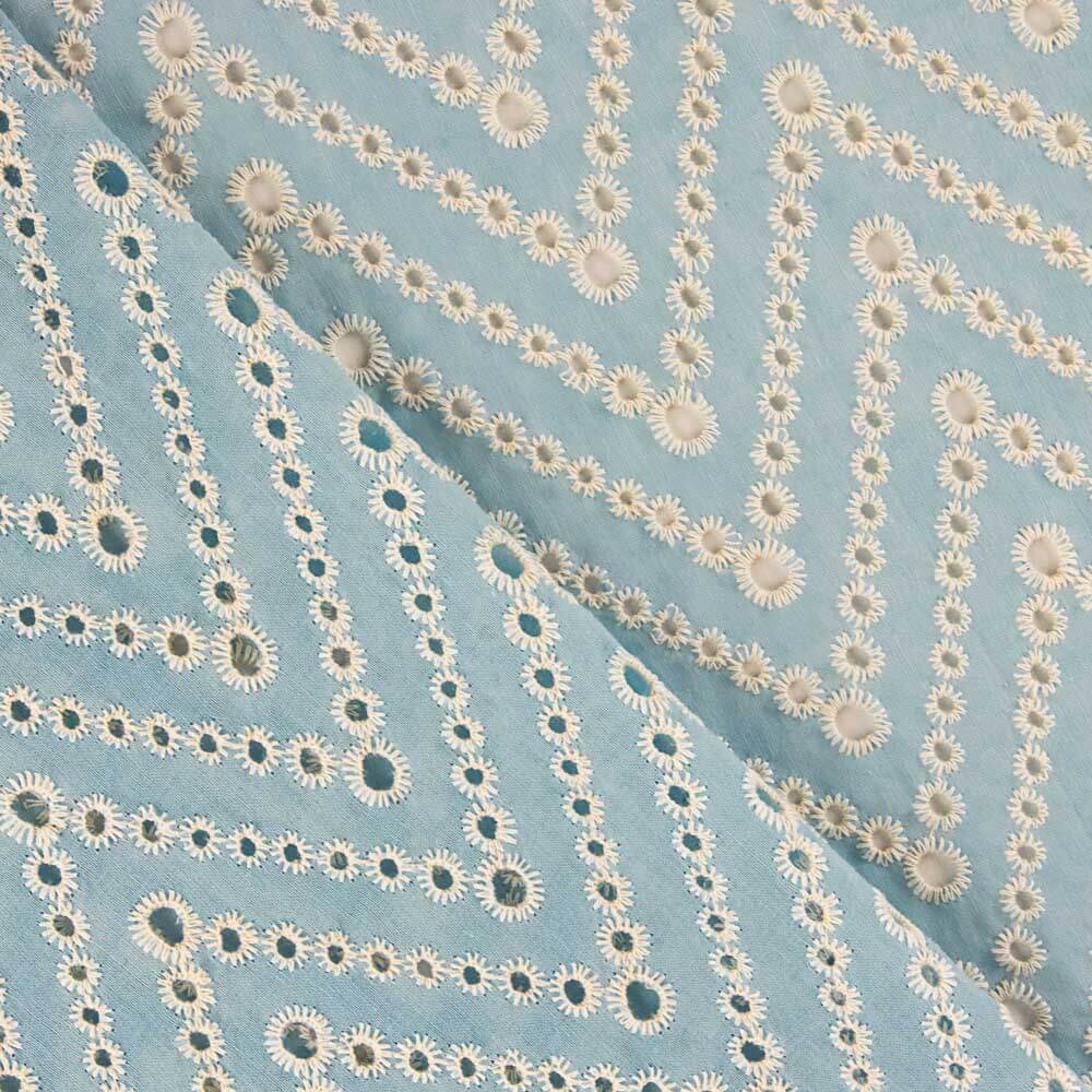 Bordado Suíço Chevron Azul - Ribes y Casals