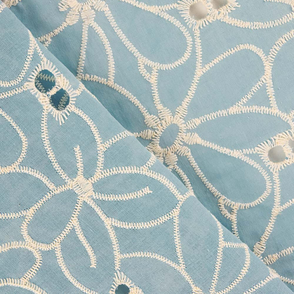 Retal Bordado Suizo Margarita Azul 55x140 cm - Ribes y Casals