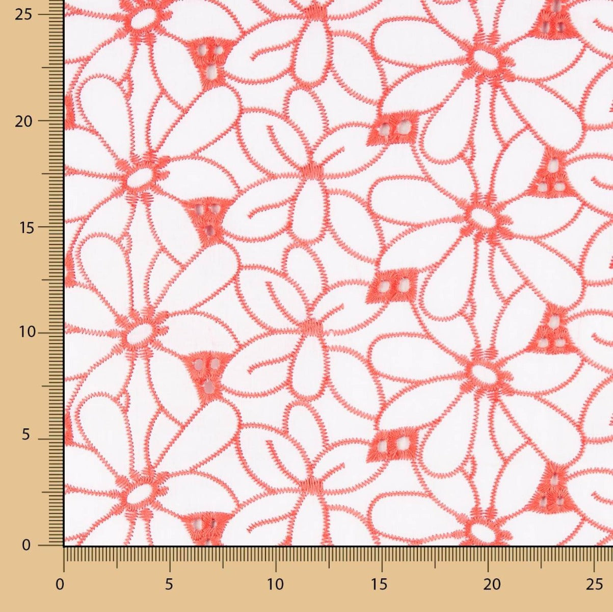 Bordado Suíço Margarida Margem Coral - Ribes y Casals