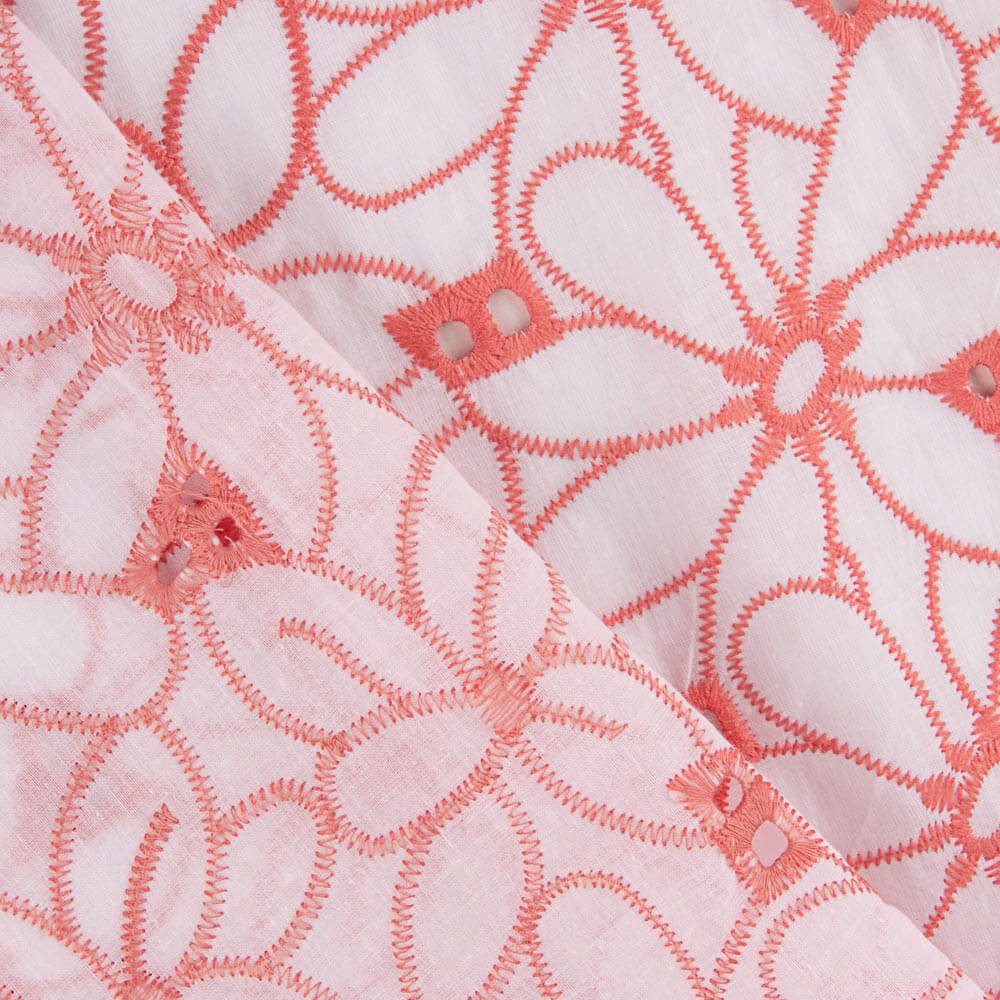 Bordado Suíço Margarida Margem Coral - Ribes y Casals