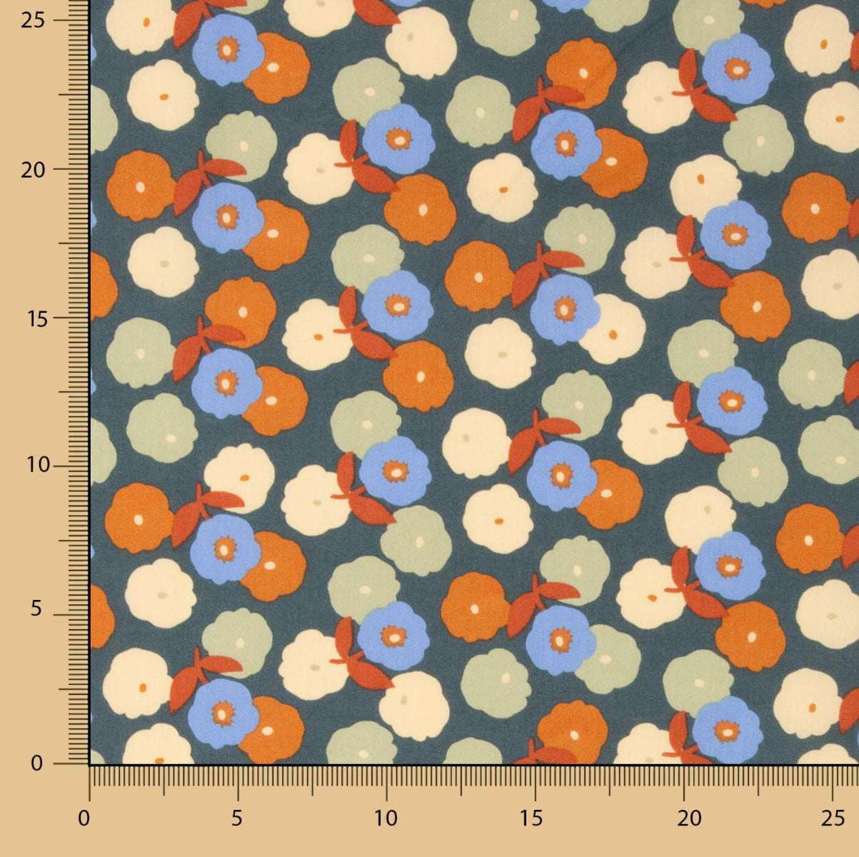 Popeline Algodão Flores Tera - Ribes y Casals