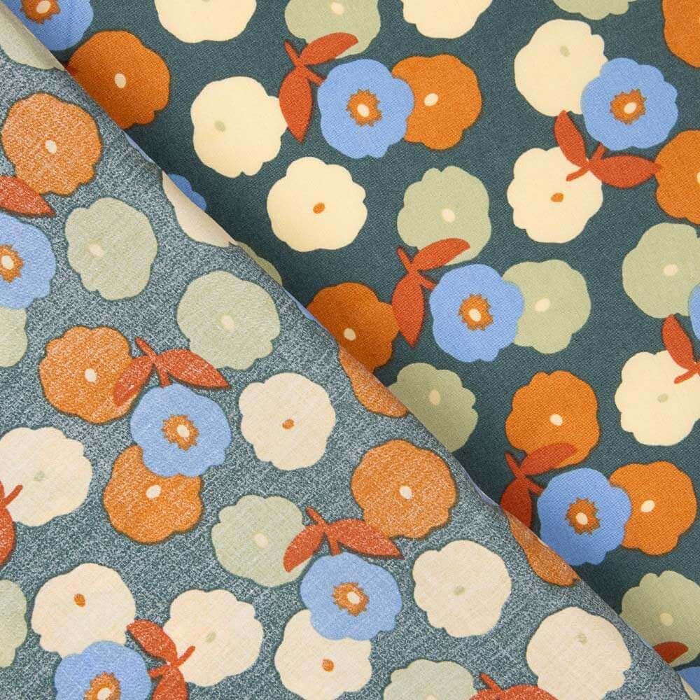 Popeline Algodão Flores Tera - Ribes y Casals