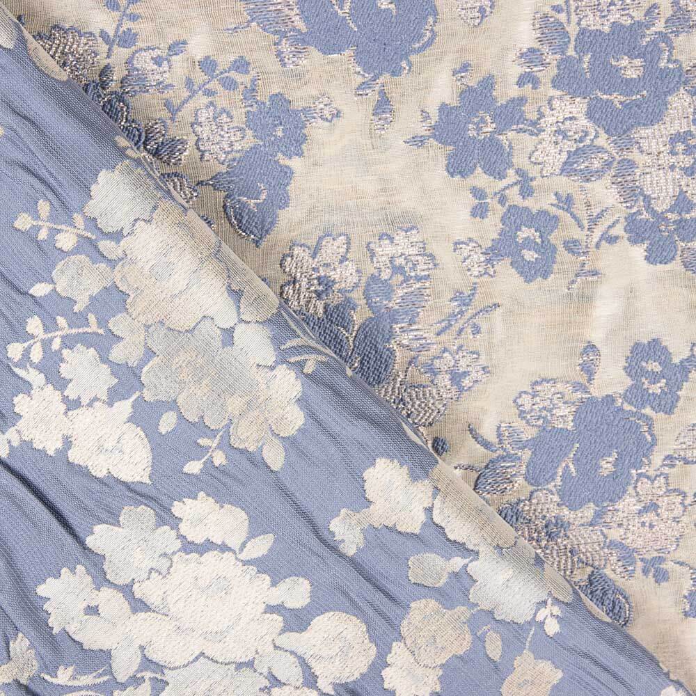 Brocado Flores Cretone Azul Jeans - Ribes y Casals