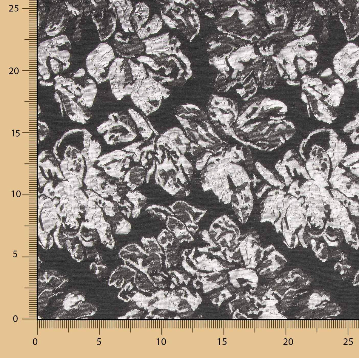 Brocado Flor Preto Prata - Ribes y Casals