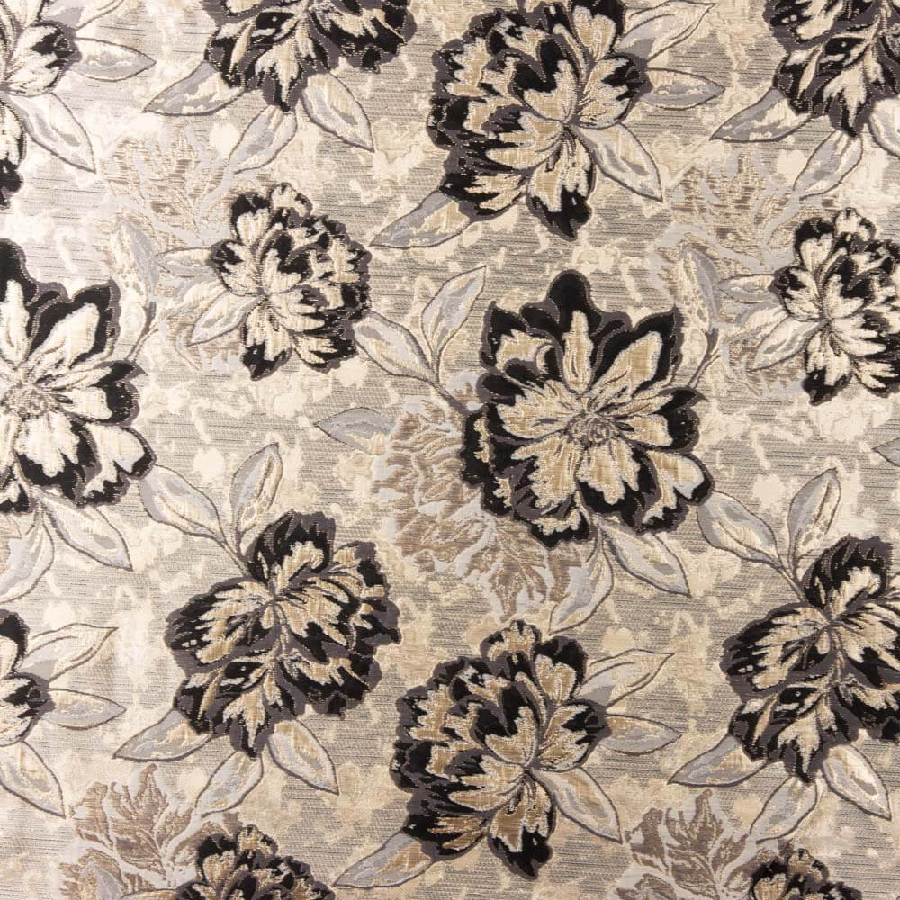 Brocado Lamé Flor Preta - Ribes y Casals