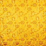 Brocado Lurex Flor Amarelo Vermelho Ouro - Ribes y Casals