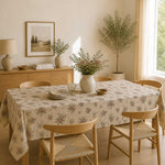 Lona com Estampado Floral Romântico sobre Beige - Ribes y Casals