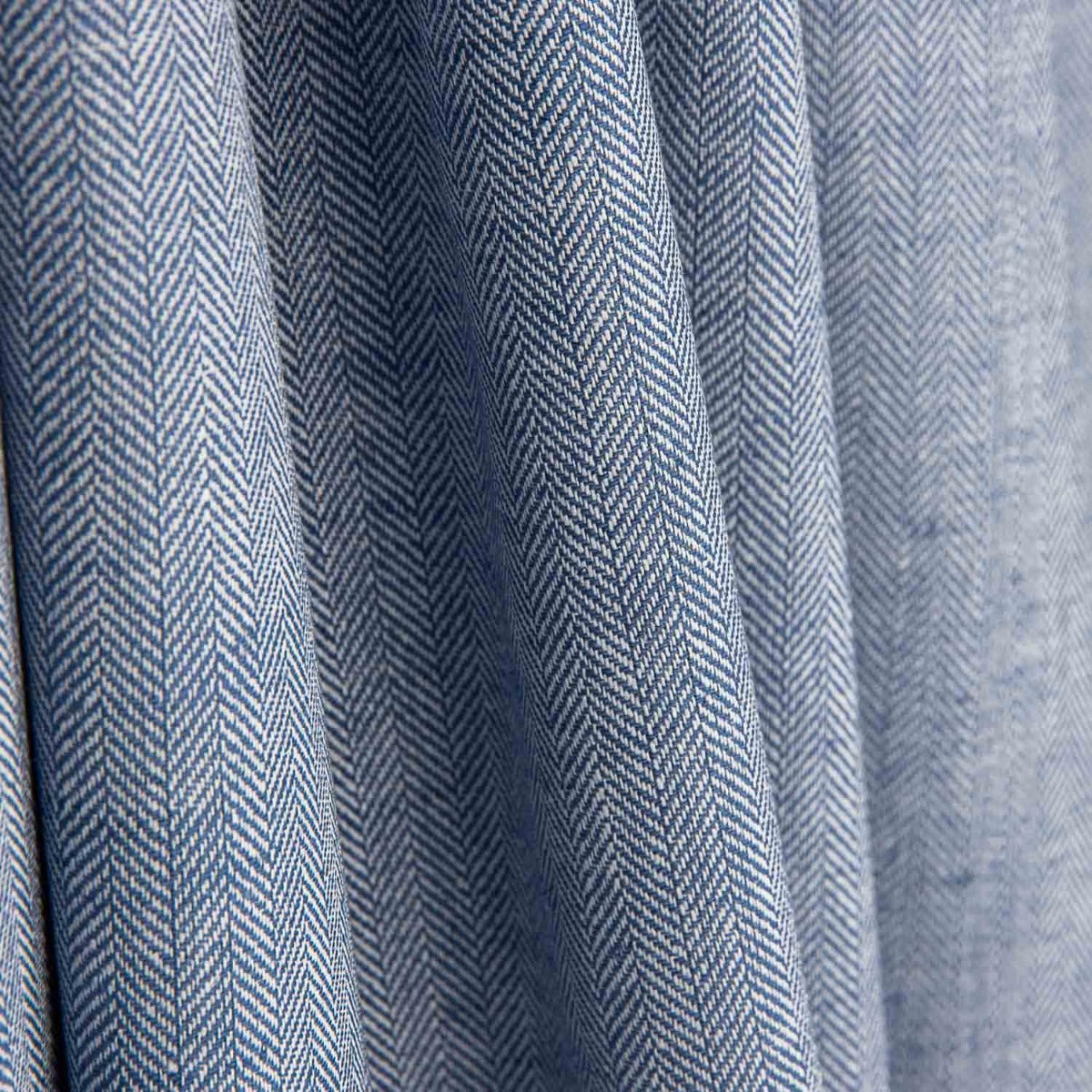 Chambray Algodão-Linho Espinha de Peixe Azul - Ribes y Casals