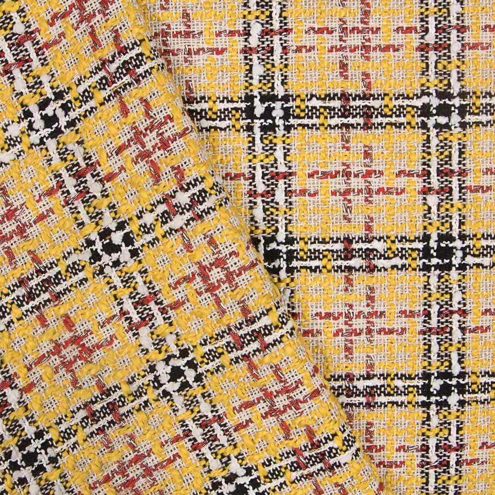 Tweed Lã Xadrez Amarelo Bicolor - Ribes y Casals