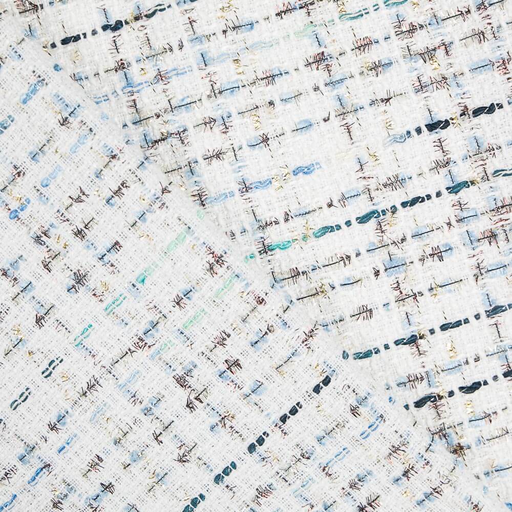 Tweed Lã Bicolor Cru Azul Claro - Ribes y Casals