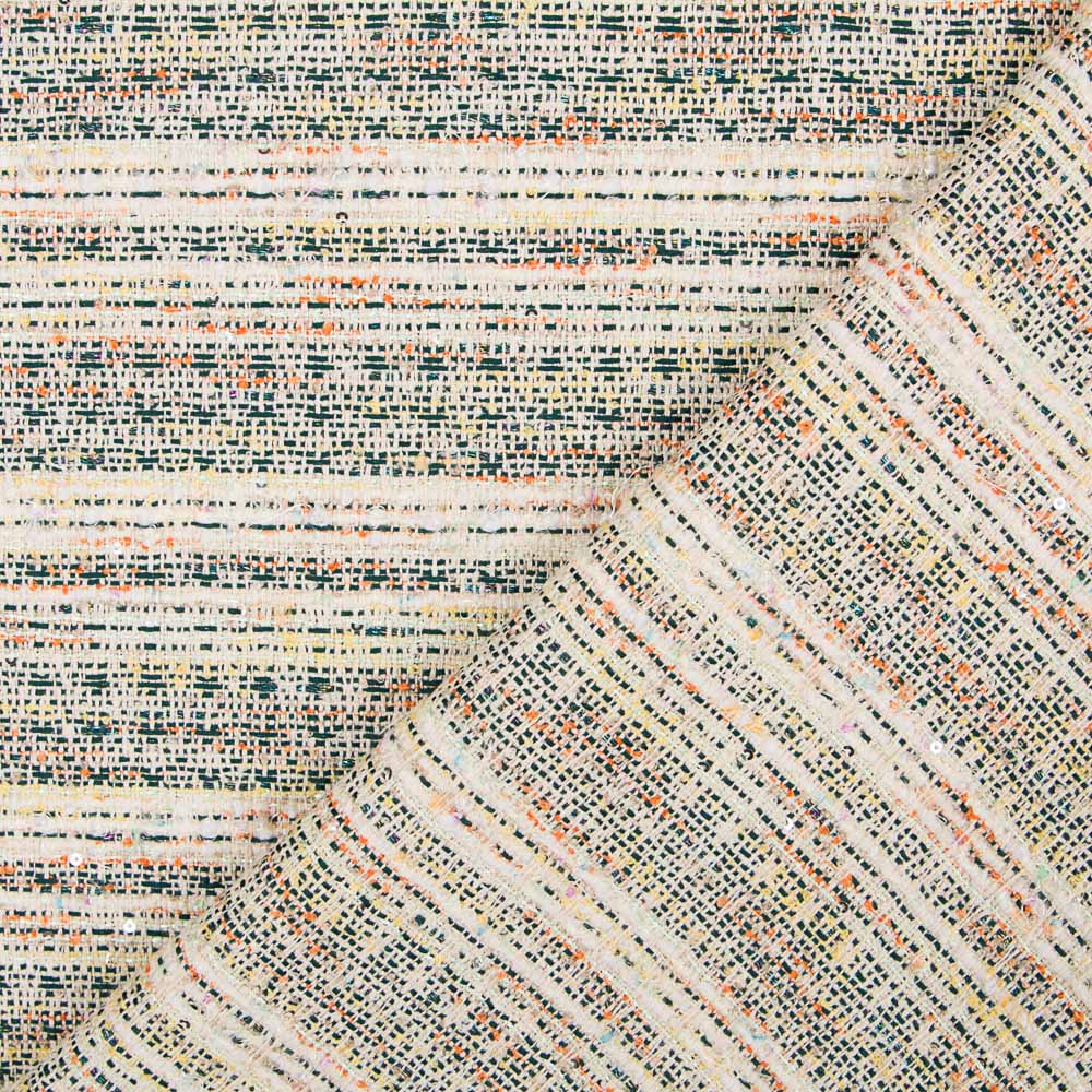 Tweed Listras Verde Garrafa Lamé - Ribes y Casals