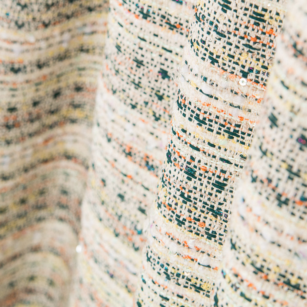 Tweed Listras Verde Garrafa Lamé - Ribes y Casals