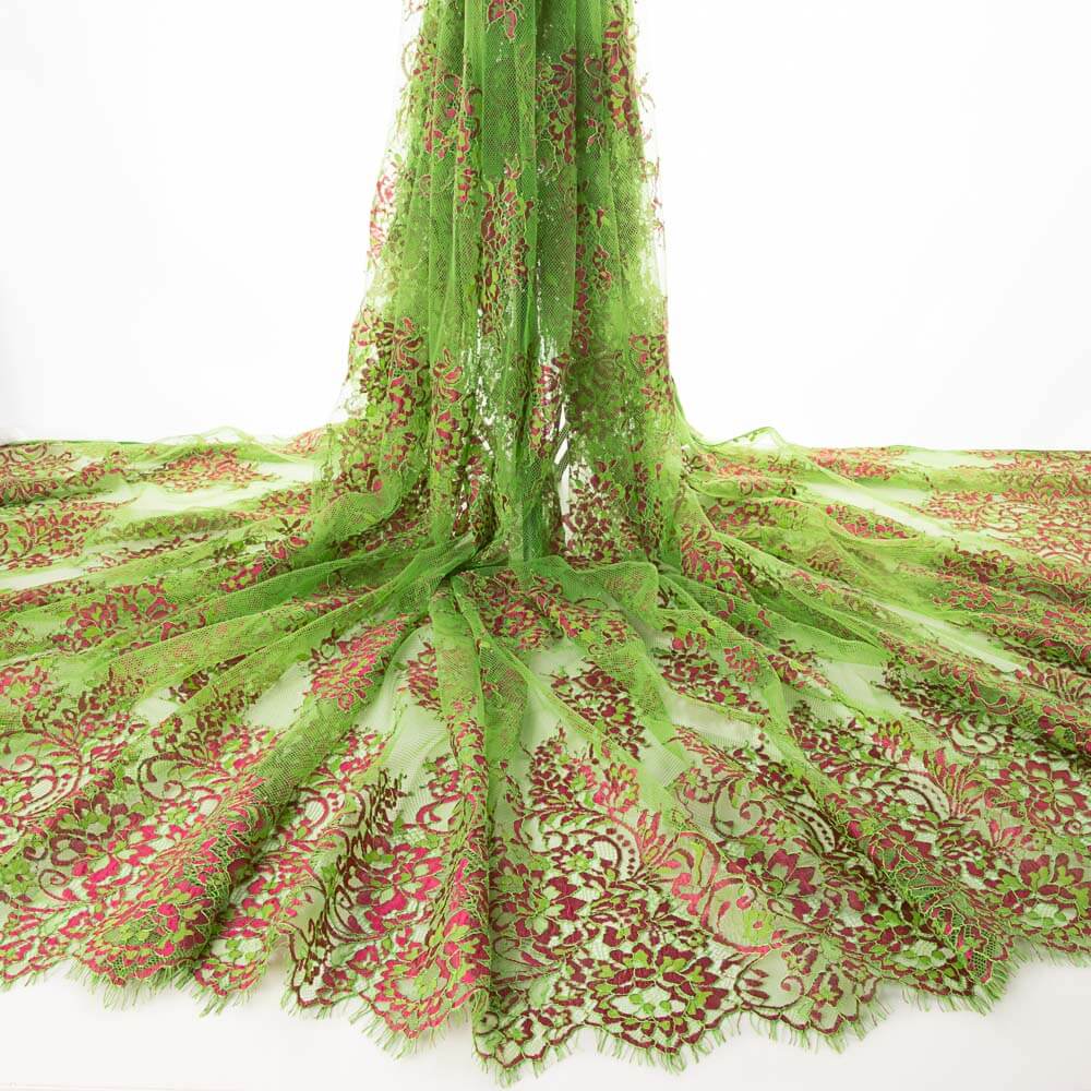 Renda Chantilly Bicolor Verde-Fúcsia - Ribes y Casals