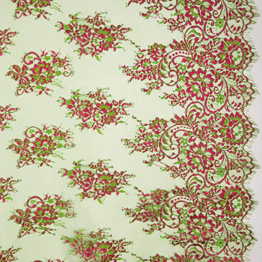 Renda Chantilly Bicolor Verde-Fúcsia - Ribes y Casals