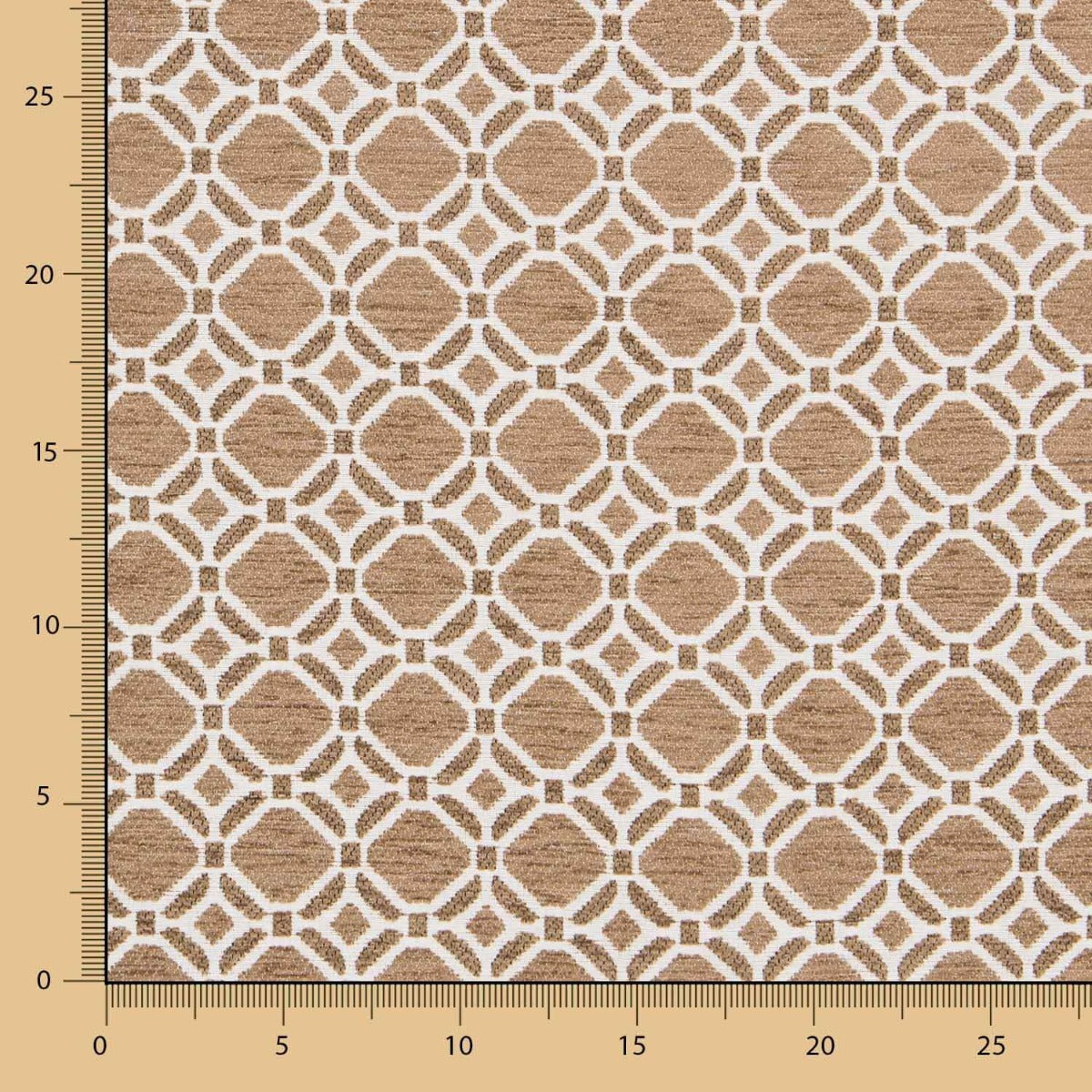 Chenille Estofamento Geométrico Camel - Ribes y Casals