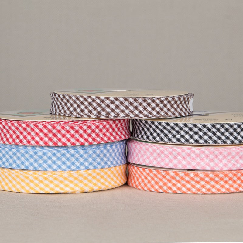Fita Viés Xadrez Laranja 18mm - Ribes y Casals