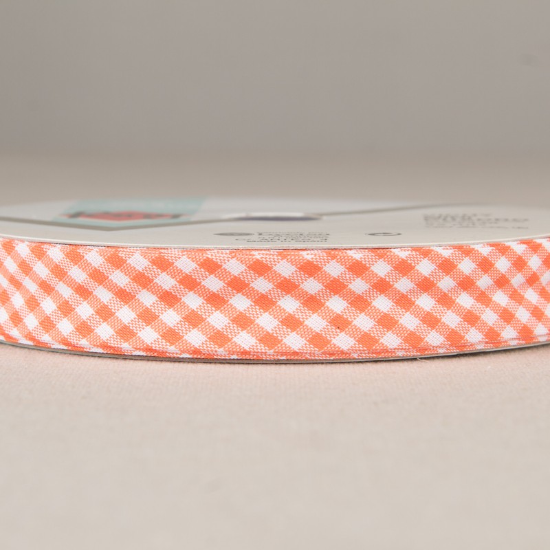 Fita Viés Xadrez Laranja 18mm - Ribes y Casals