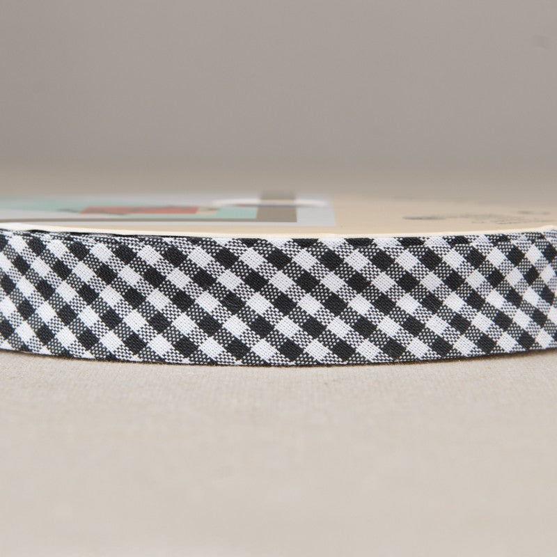 Fita Viés Xadrez Preta 18mm - Ribes y Casals