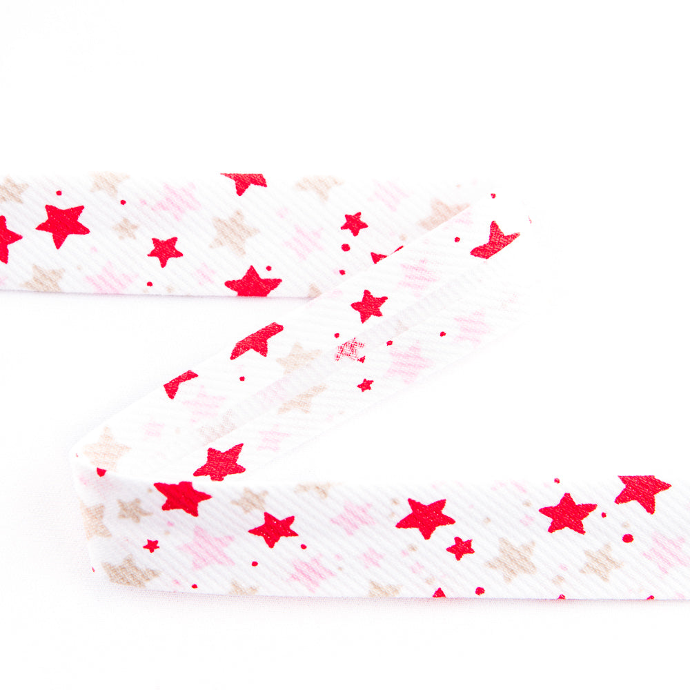 Fita de Viés Estrelas Vermelha 18 mm - Ribes y Casals