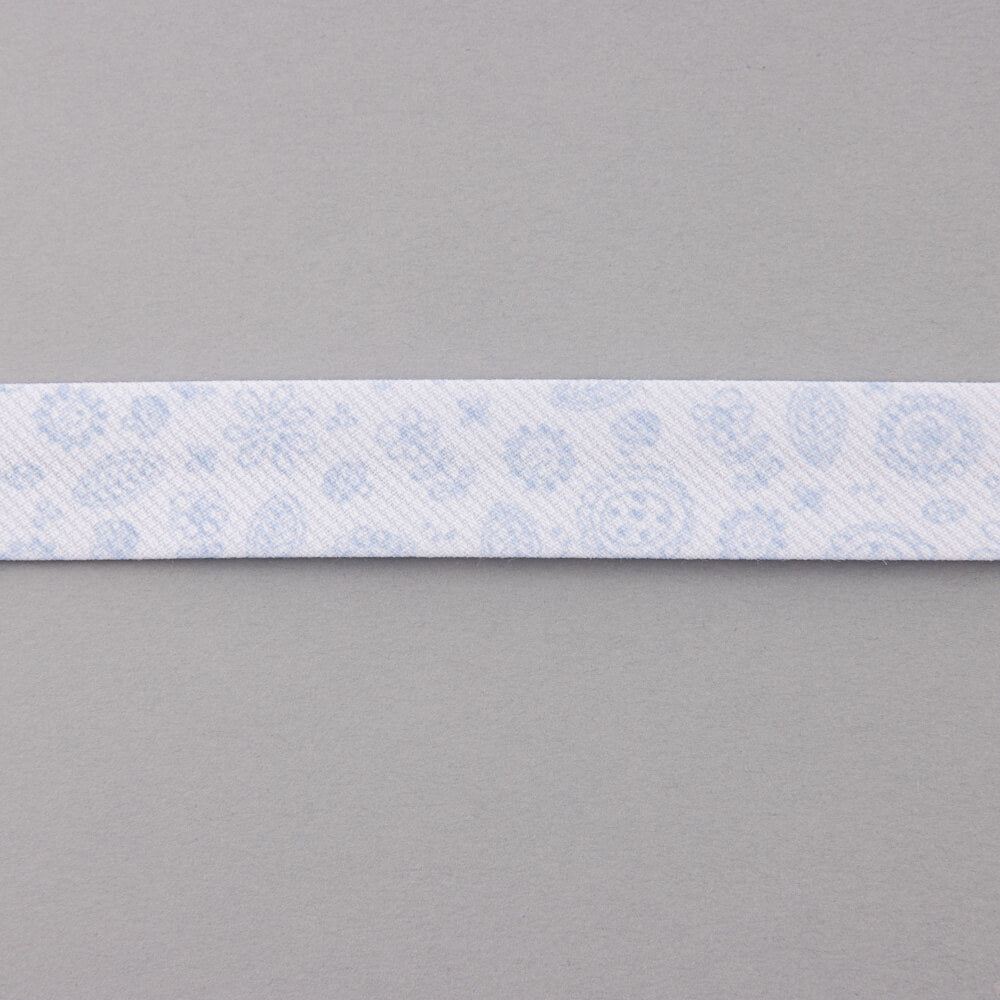 Fita de Viés Folhas Azul 18 mm - Ribes y Casals