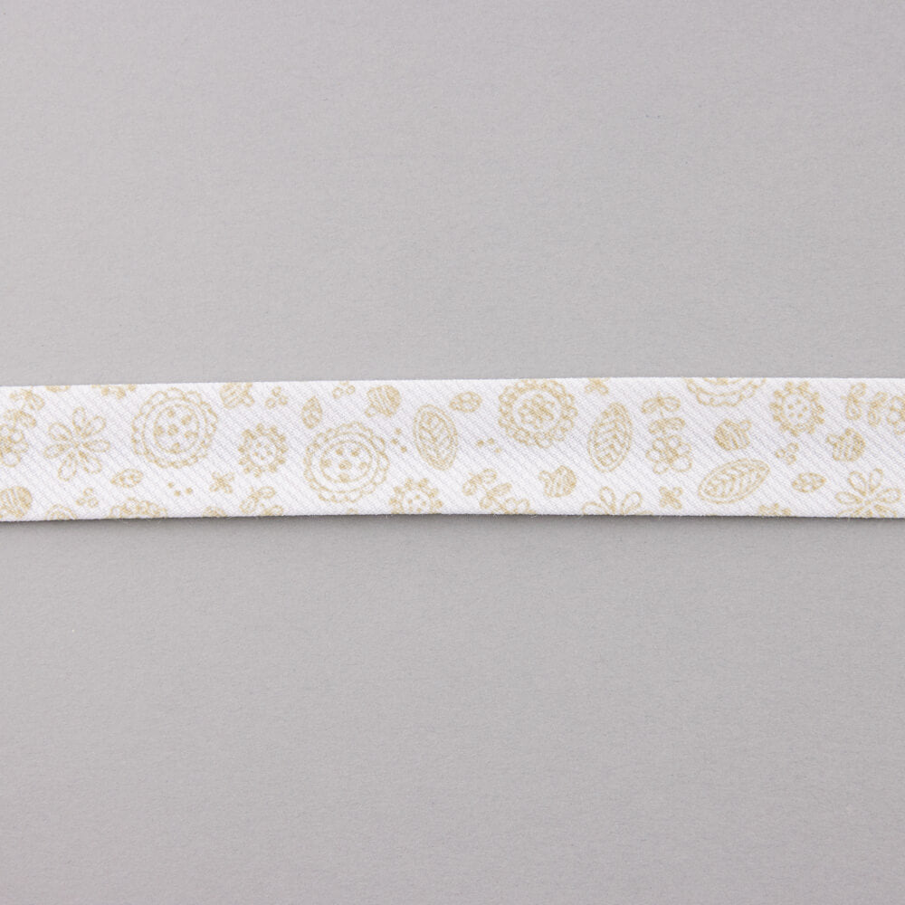 Fita de Viés Folhas Bege 18 mm - Ribes y Casals