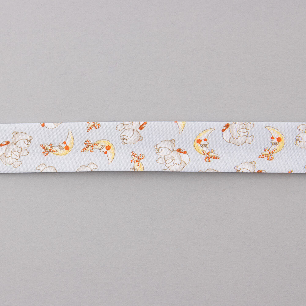 Fita de Viés Luas Azul Céu 18 mm - Ribes y Casals