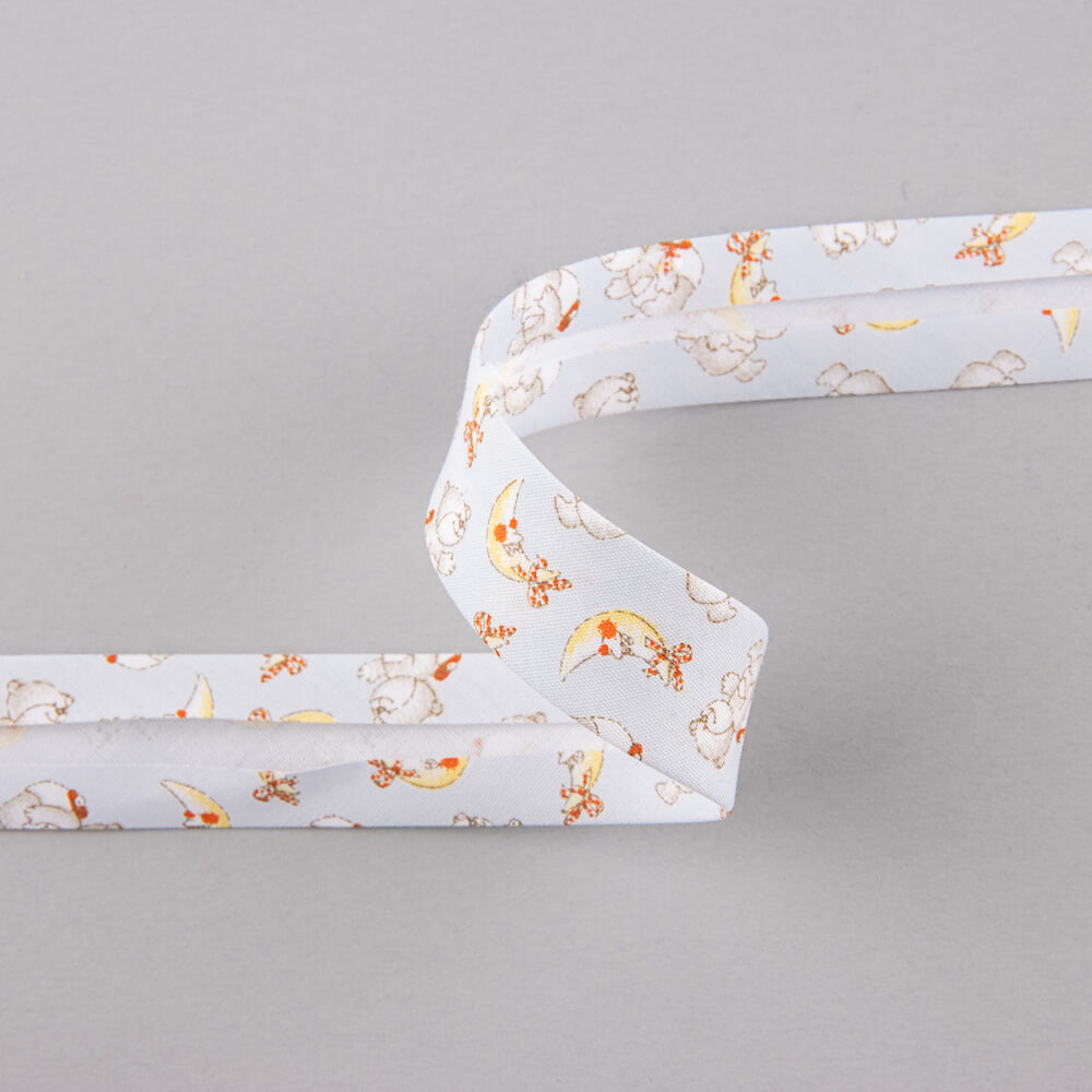 Fita de Viés Luas Azul Céu 18 mm - Ribes y Casals