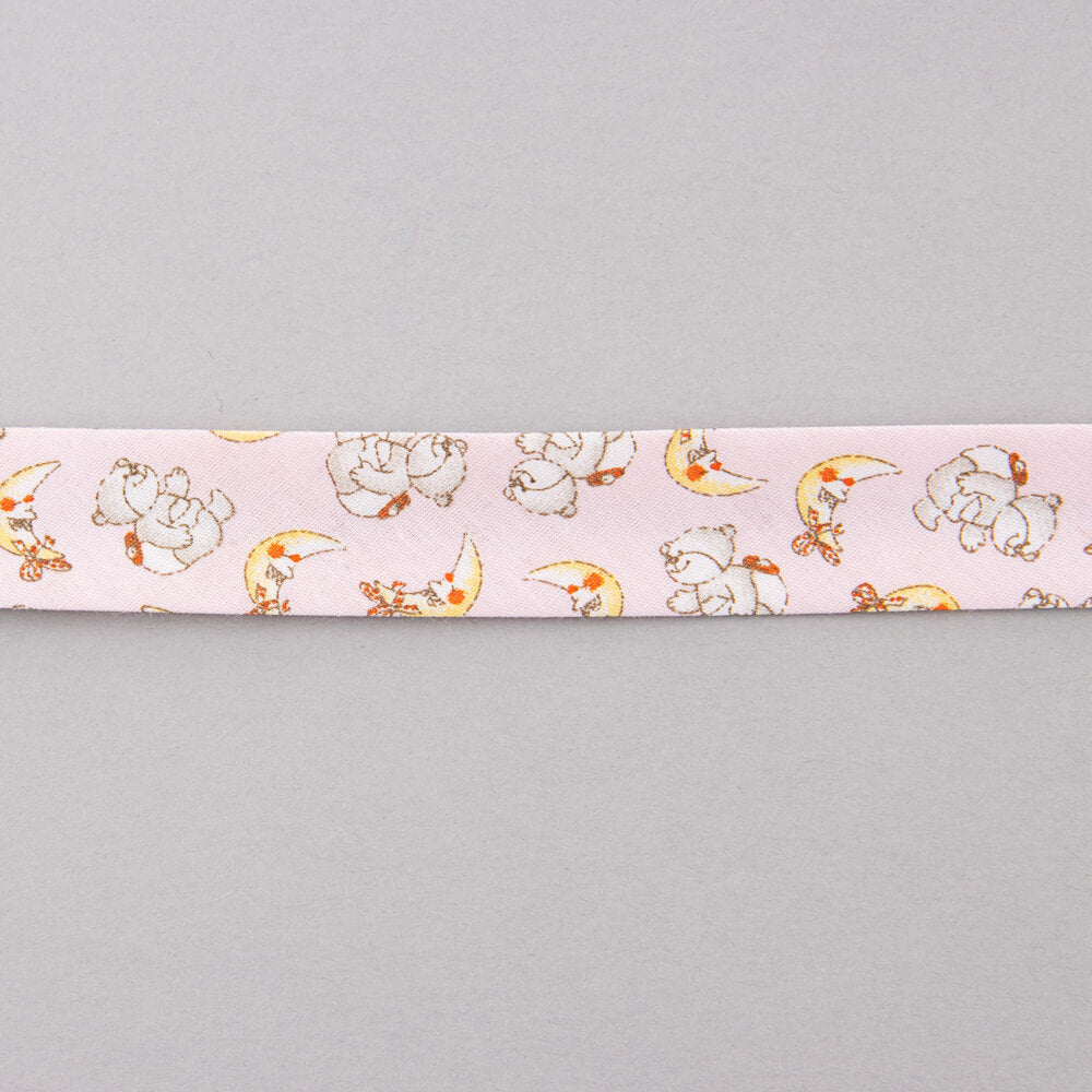 Fita de Viés Luas Rosa 18 mm - Ribes y Casals