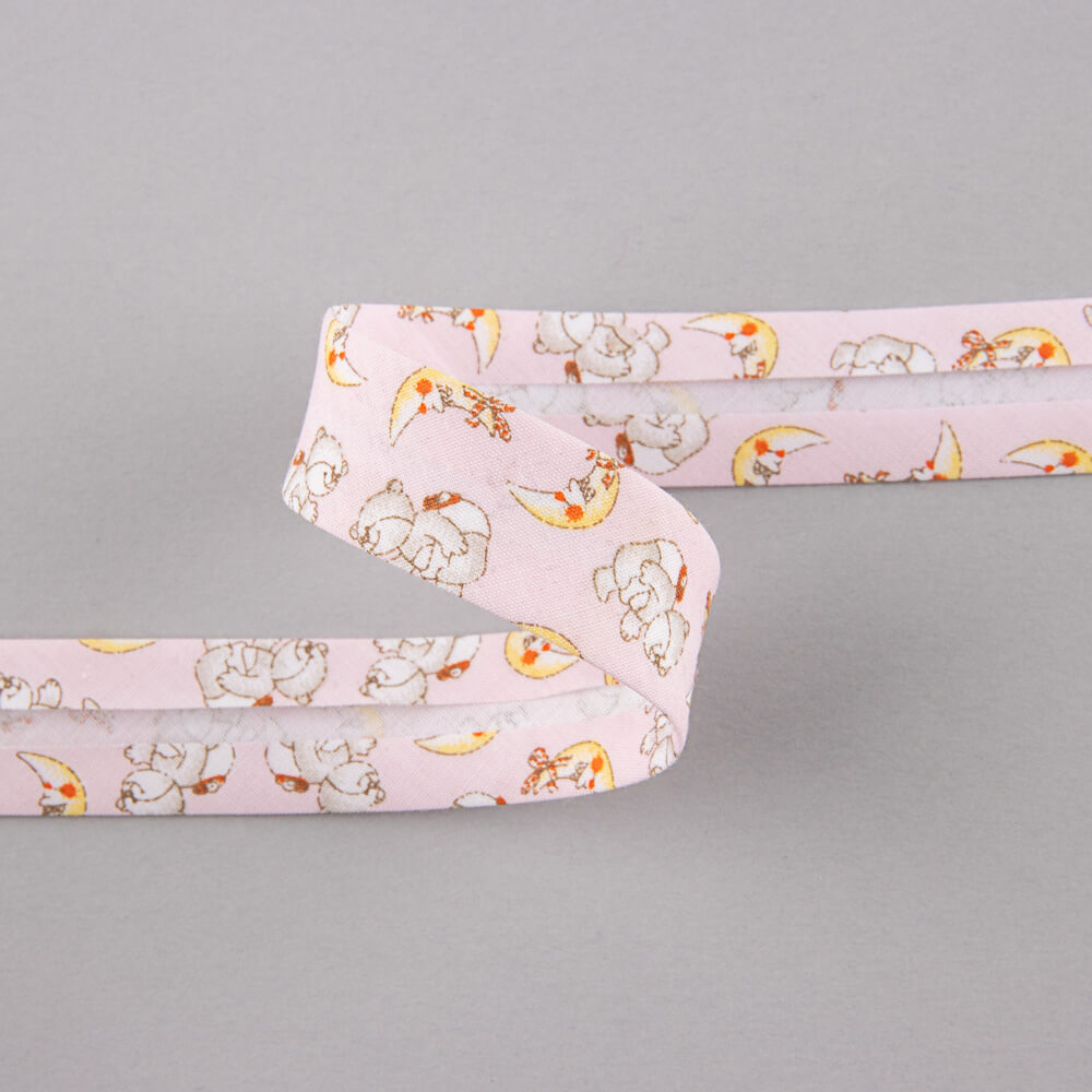 Fita de Viés Luas Rosa 18 mm - Ribes y Casals