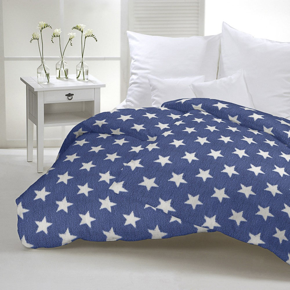 Tecido Polar Coralina Curly Stars Azul - Ribes y Casals