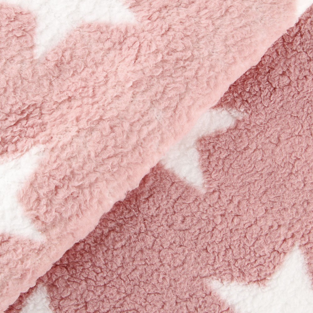 Tecido Polar Coralina Curly Stars Rosa Claro - Ribes y Casals