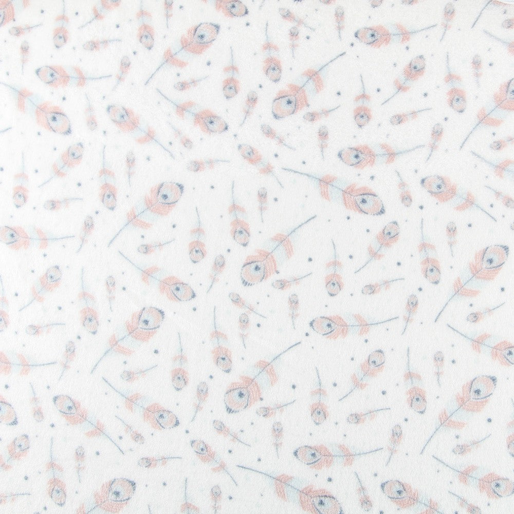 Tecido Polar Coralina Plumas - Ribes y Casals