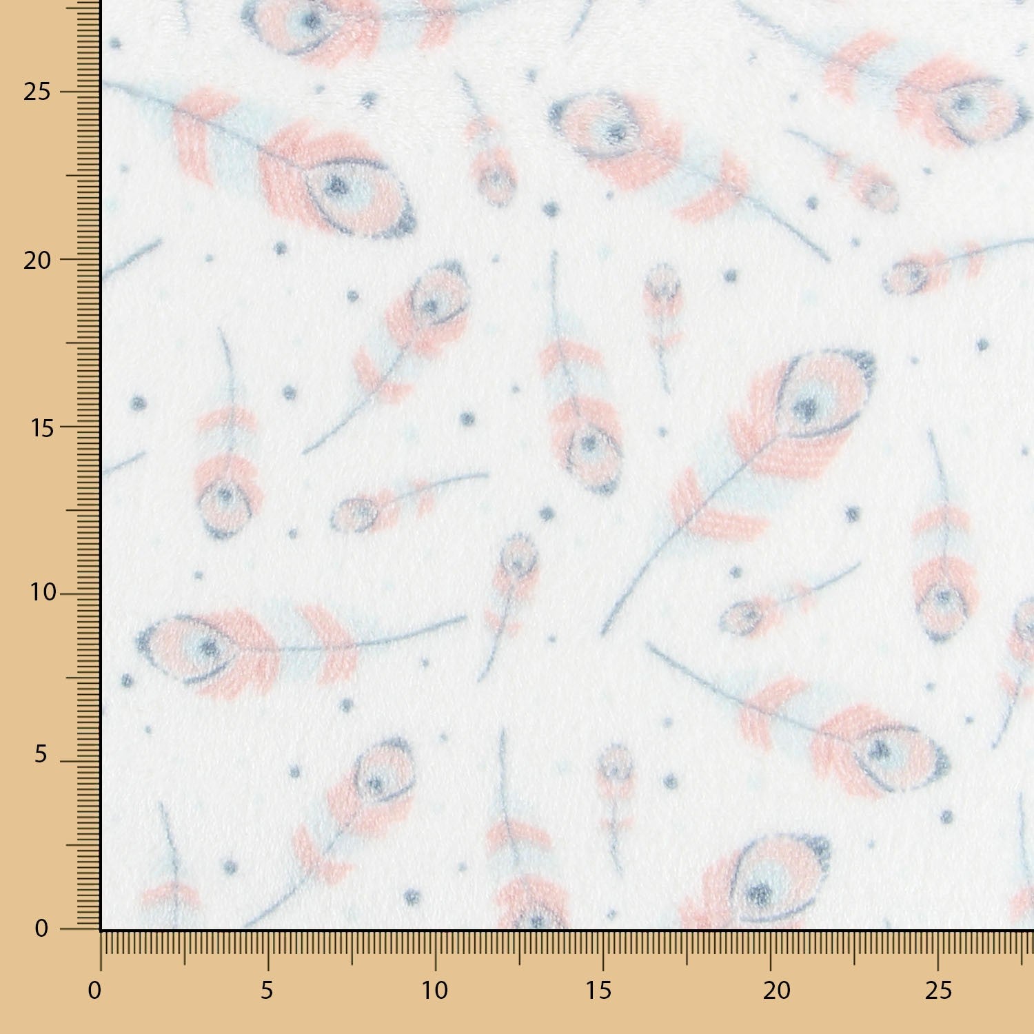 Tecido Polar Coralina Plumas - Ribes y Casals
