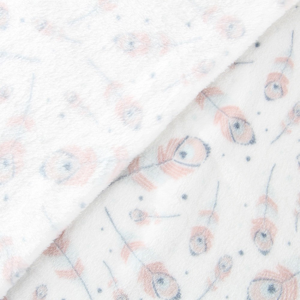 Tecido Polar Coralina Plumas - Ribes y Casals