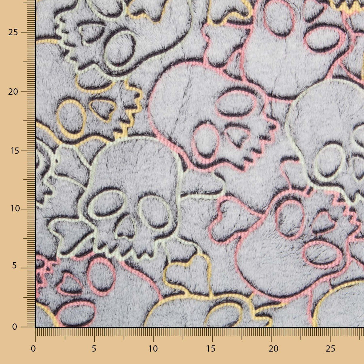 Tecido Coralina Caveira Fluorescente - Ribes y Casals