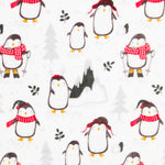 Tecido Polar Snow Pinguins Branca - Ribes y Casals
