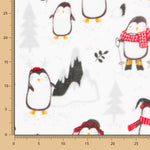 Tecido Polar Snow Pinguins Branca - Ribes y Casals