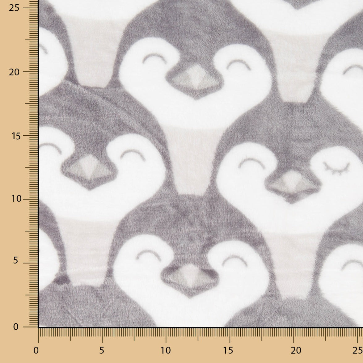 Tecido Coralina Pinguins Cinza - Ribes y Casals