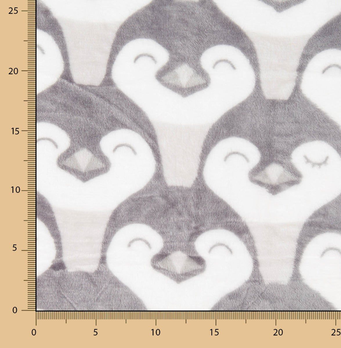Tecido Coralina Pinguins Cinza - Ribes y Casals