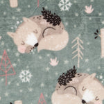 Tecido Polar Coralina Raposas Verde - Ribes y Casals