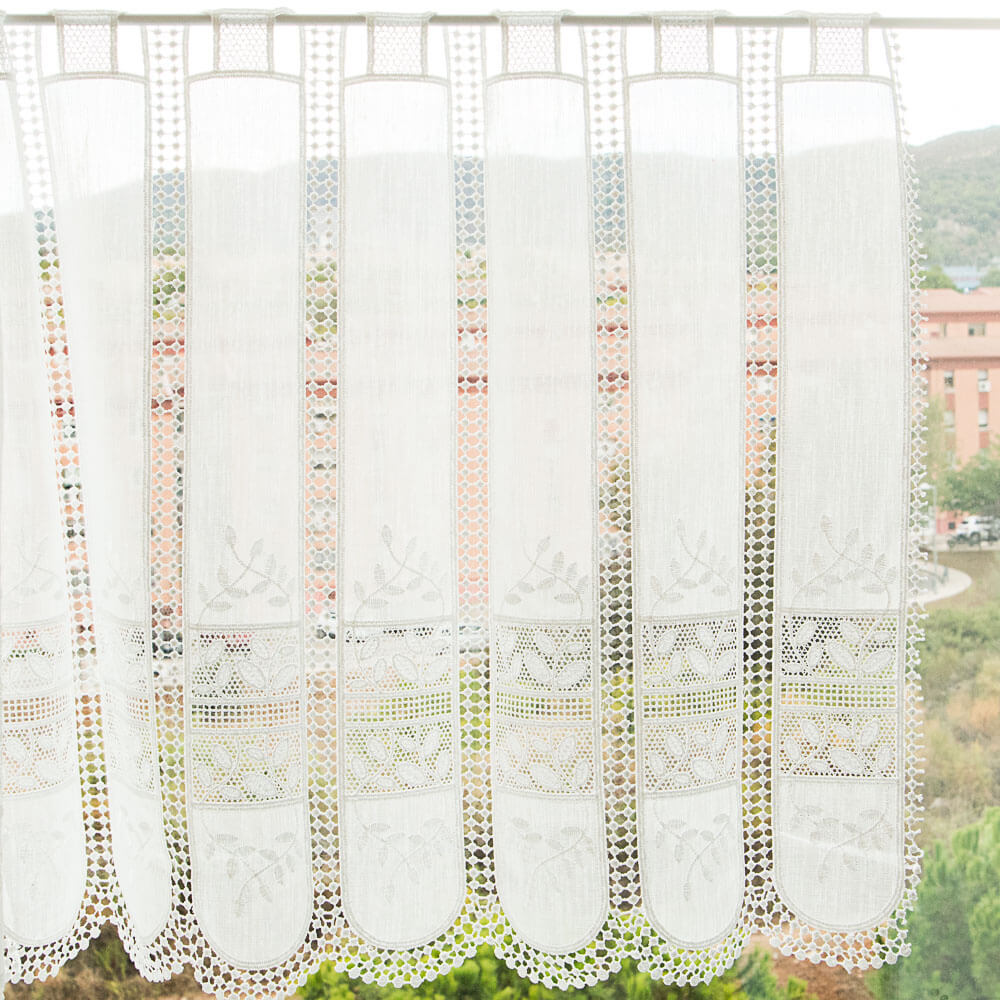 Cortina Pequena Largura Bordada Ondas 60cm - Ribes y Casals