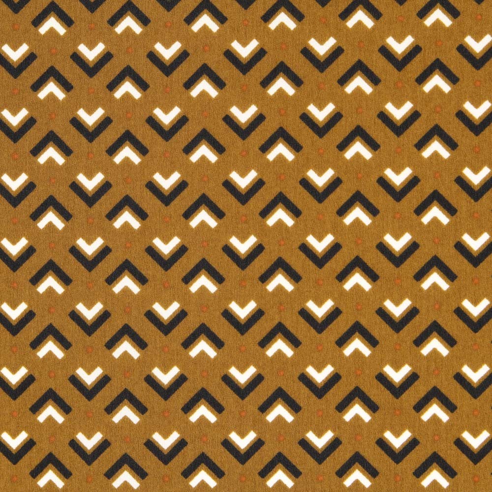 Crepe China Geométrico Castanho - Ribes y Casals