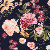 Viscose Faixas Florais Preta - Ribes y Casals