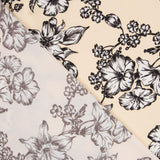 Viscose Faixas Florais Preta - Ribes y Casals